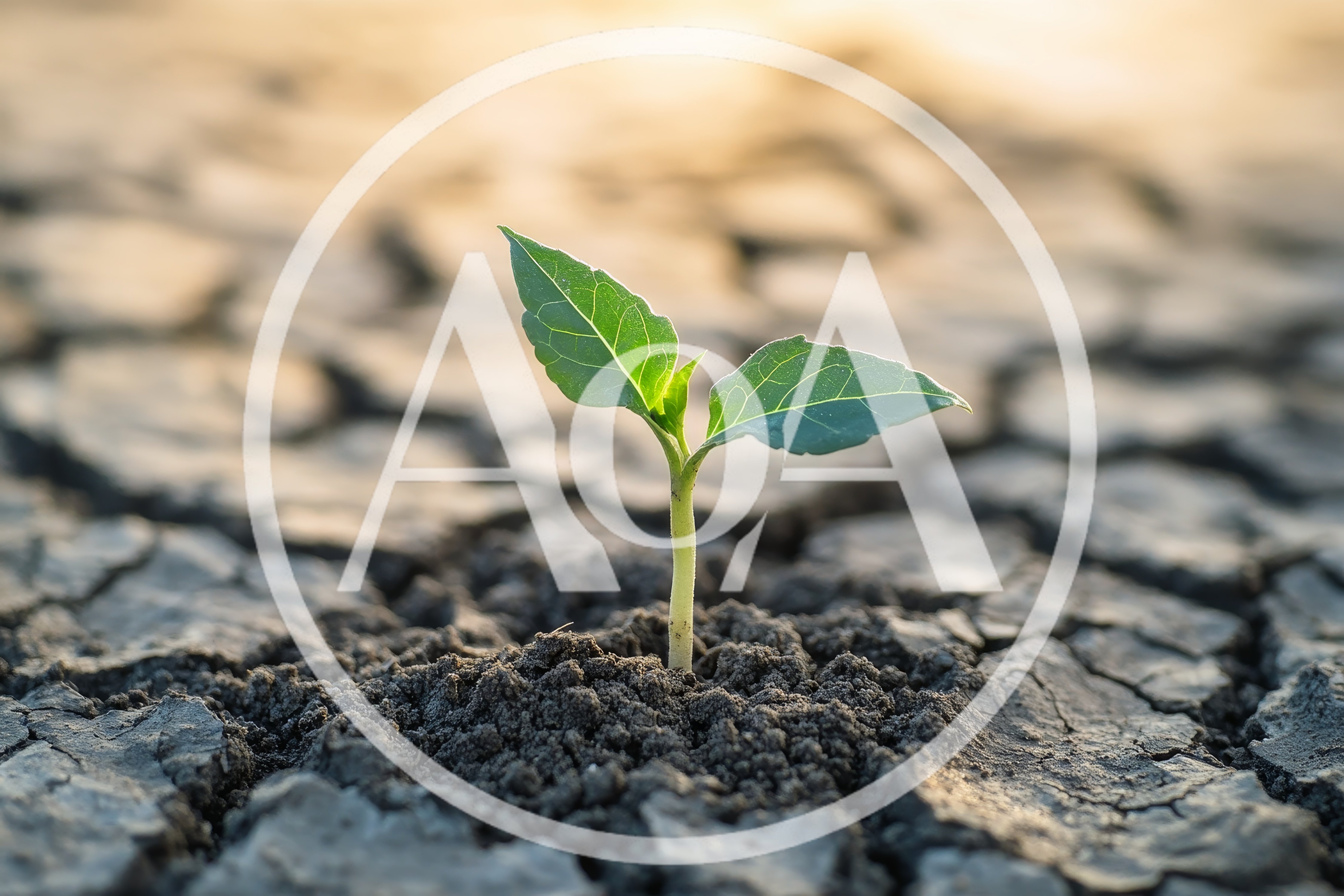 Small Green Sprout Growing From Cracked Dry Earth