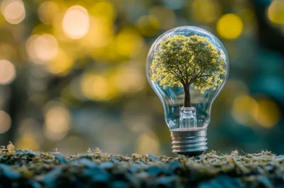 Tree Growing Inside A Glass Light Bulb