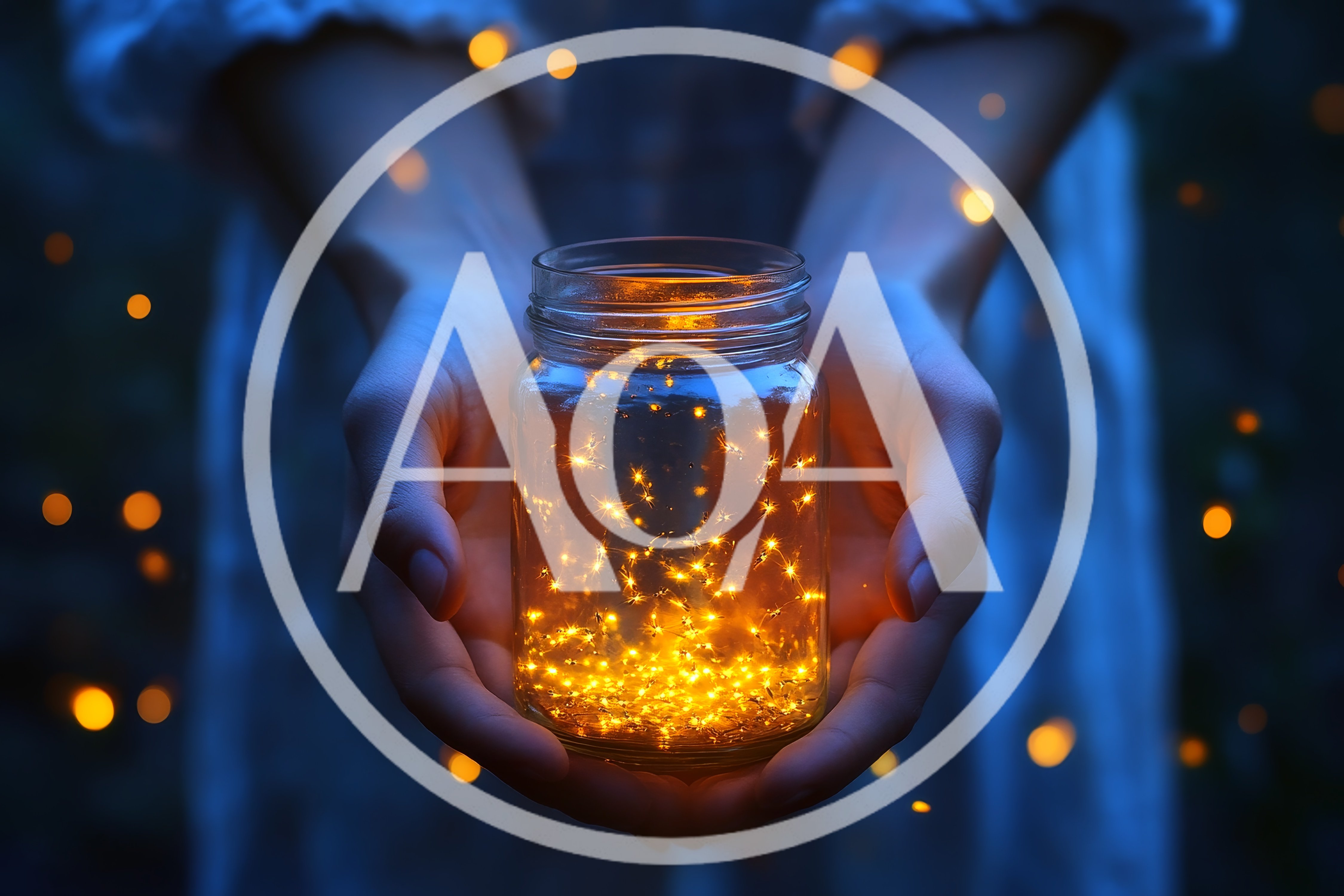 Person Holding A Glass Jar Filled With Glowing Fireflies