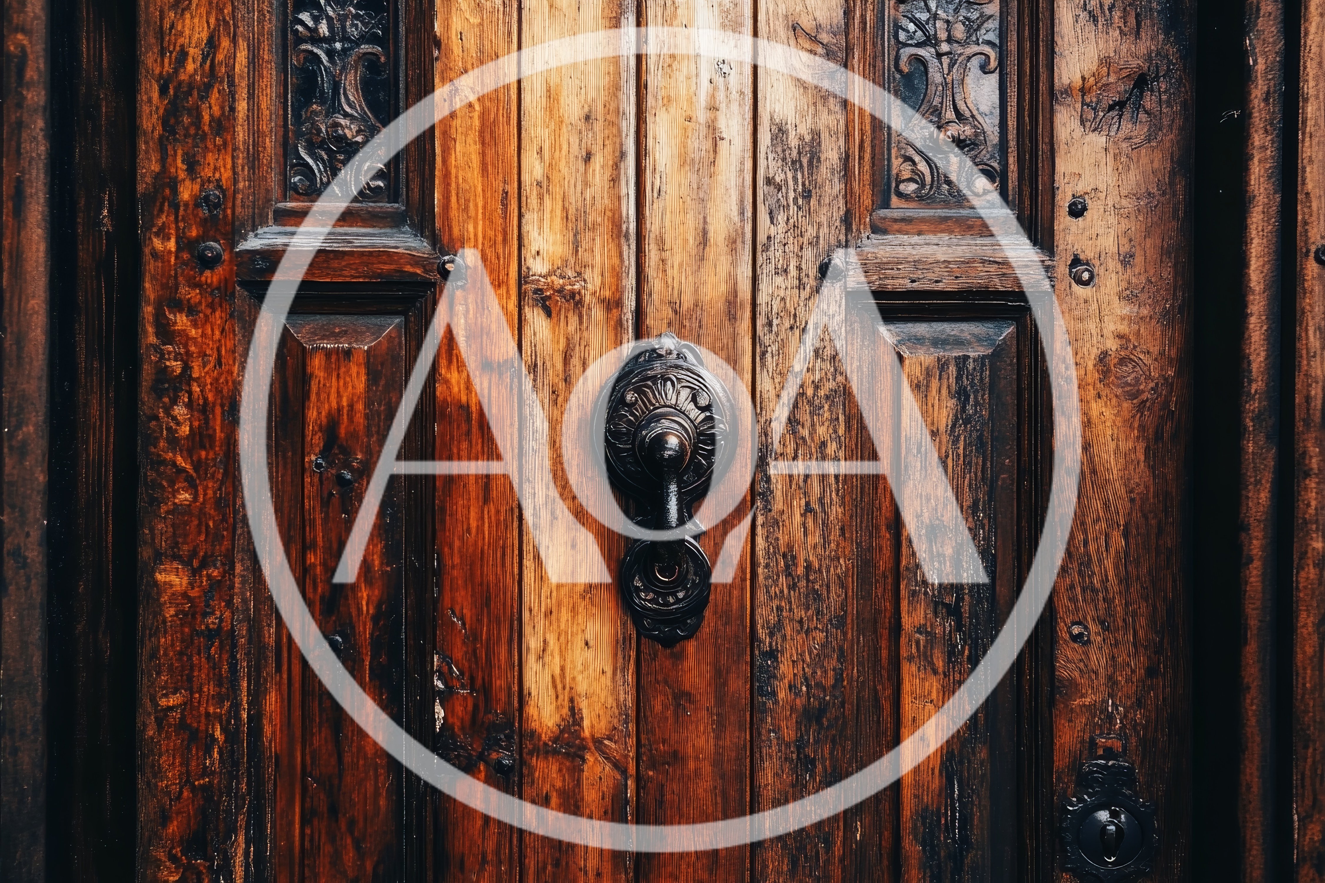 Ornate Antique Wooden Door With Metal Knocker