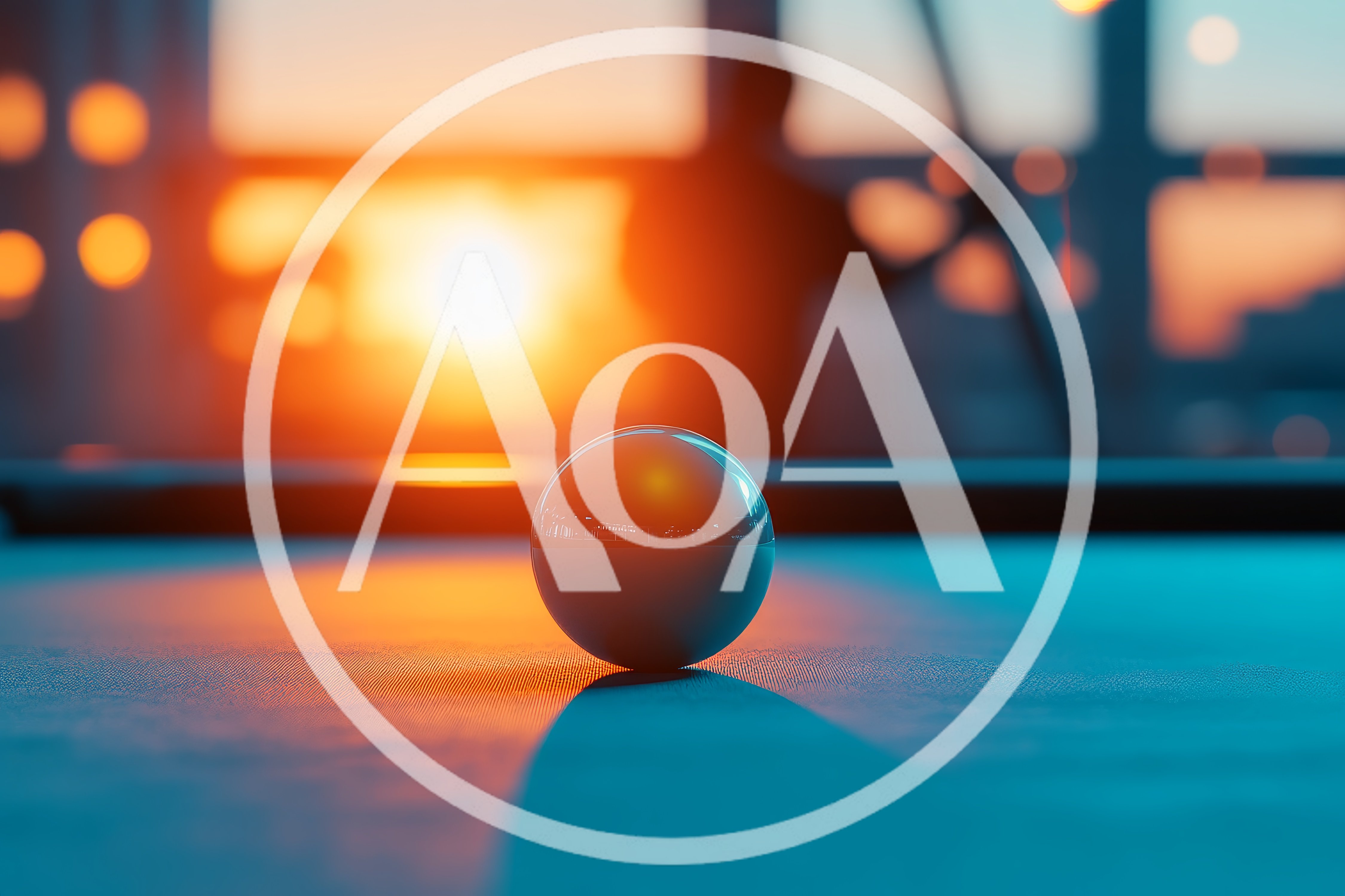 Billiard Ball Resting On A Pool Table At Sunset
