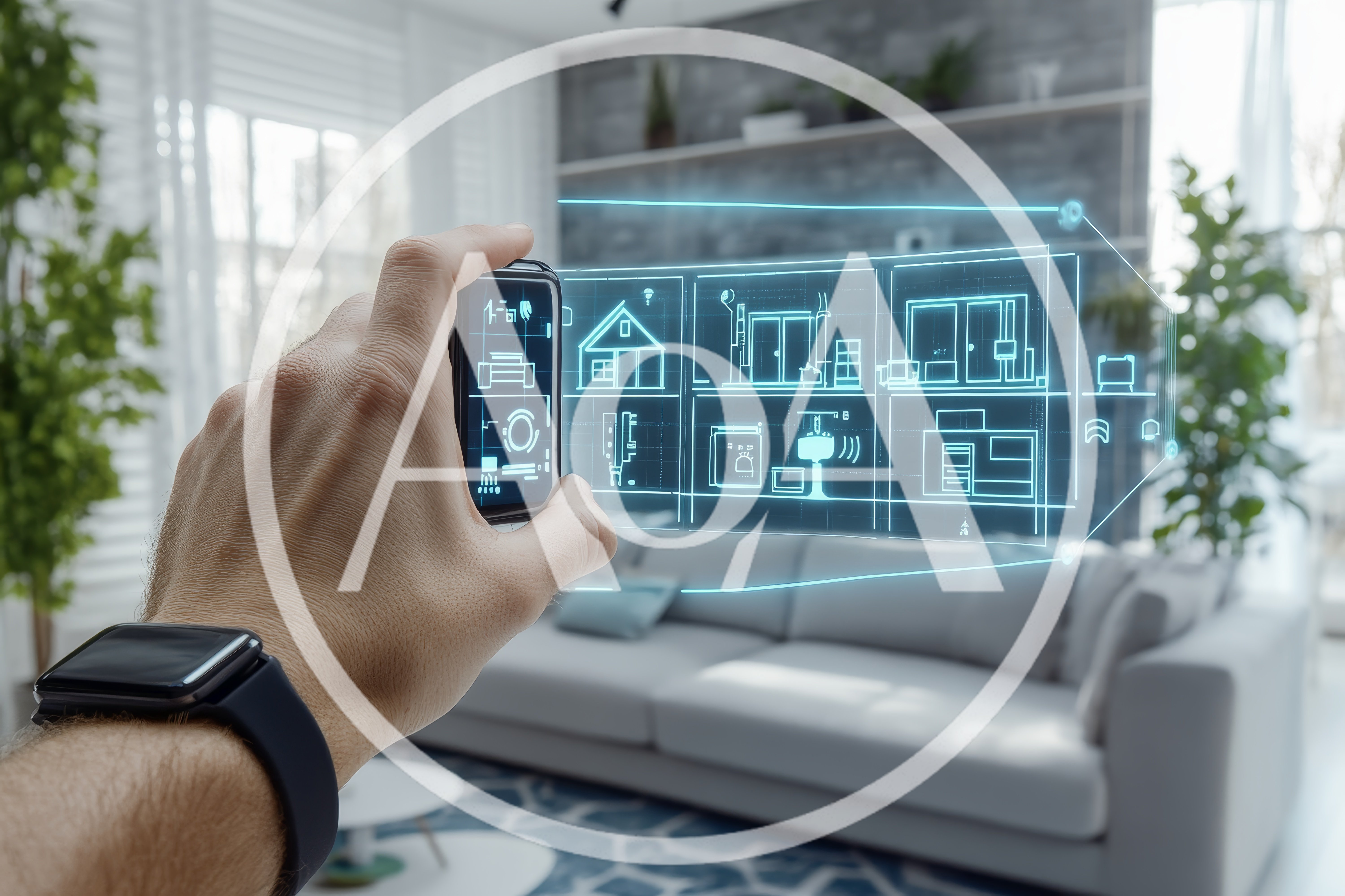 Hand Holding Futuristic Smart Home Control Device