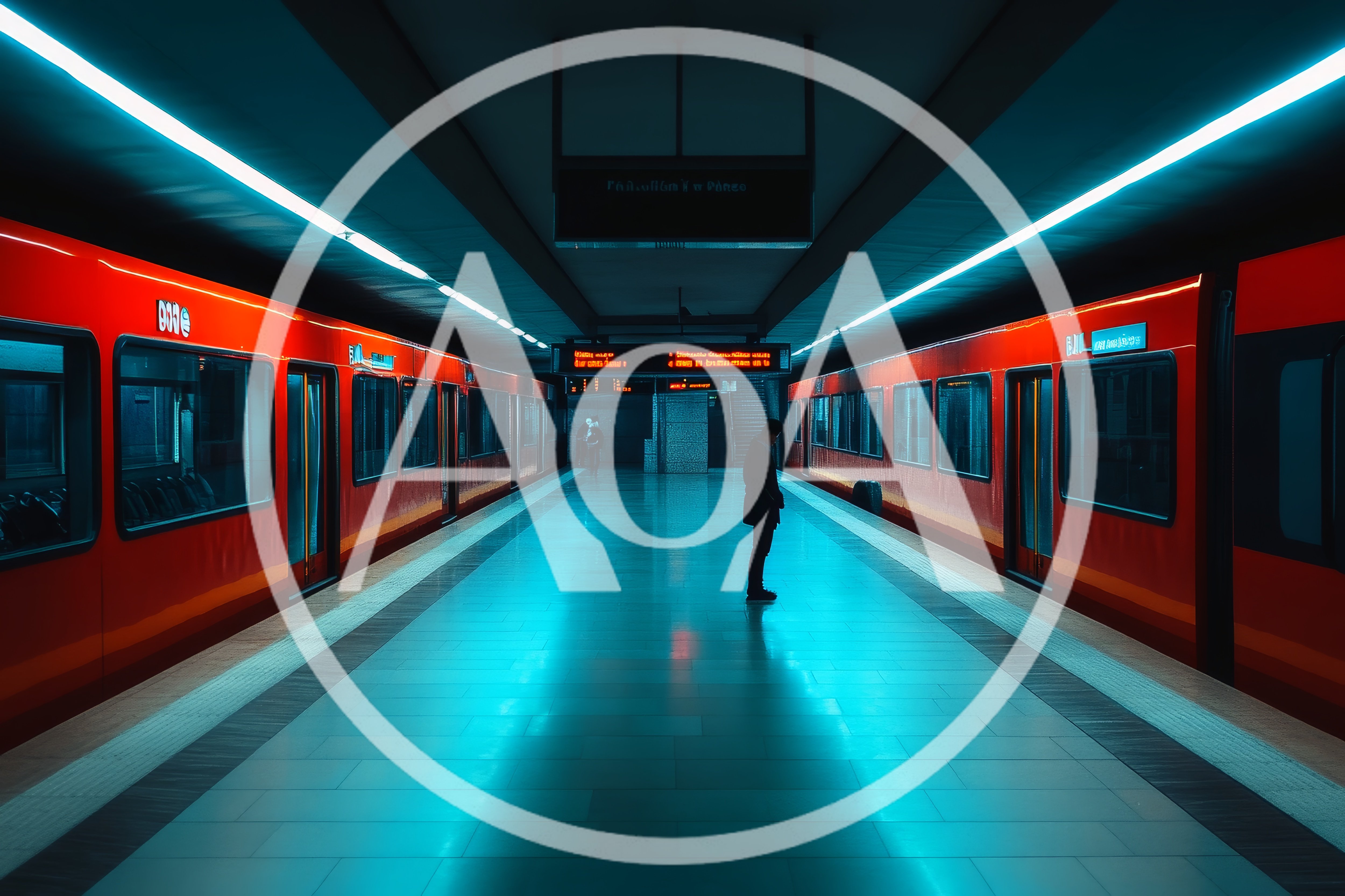 Lone Commuter Waiting at a Modern Subway Station