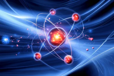 Abstract 3D Atomic Structure With Glowing Nucleus
