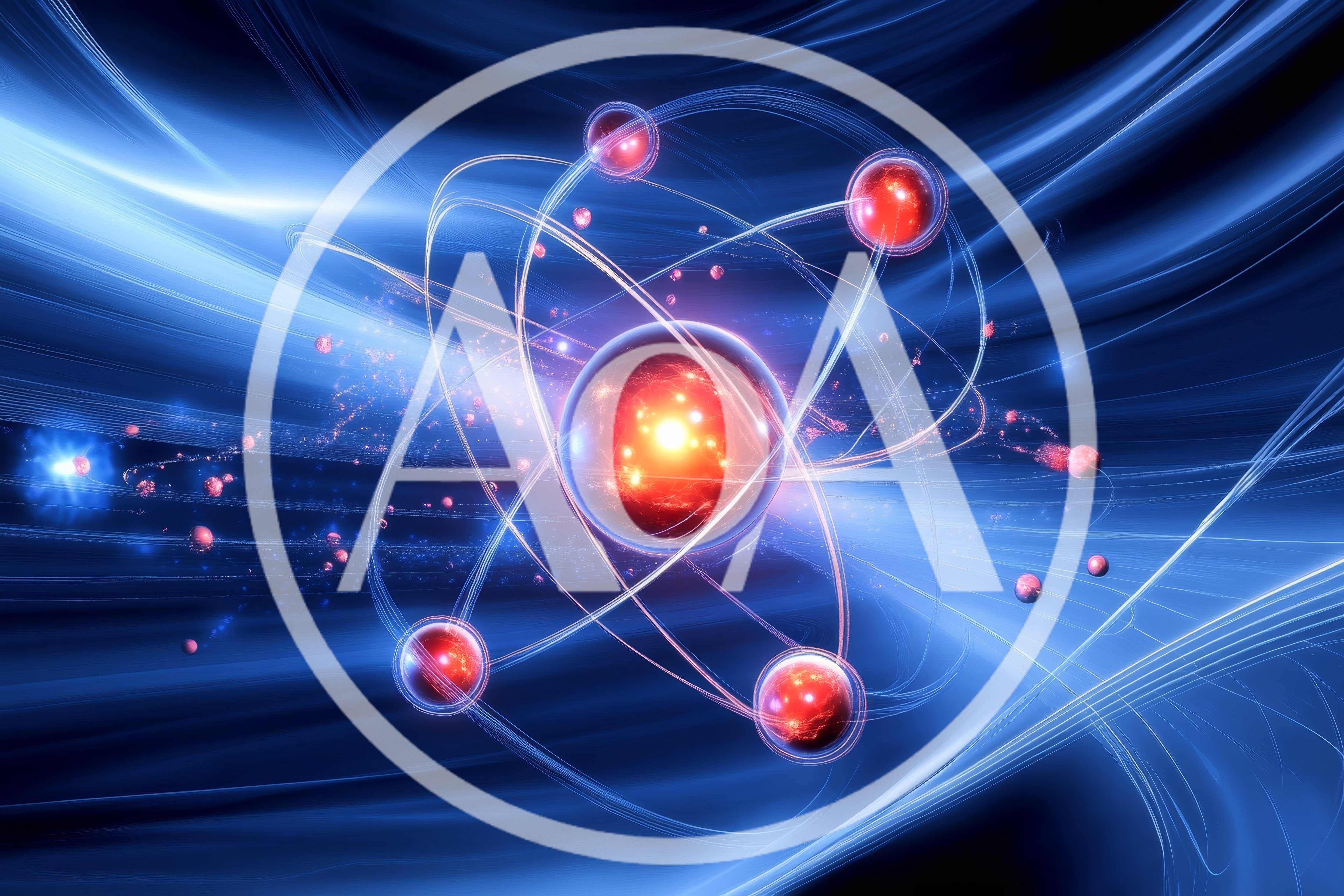 Abstract 3D Atomic Structure With Glowing Nucleus