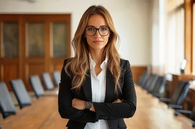Professional Businesswoman Standing In A Modern Boardroom