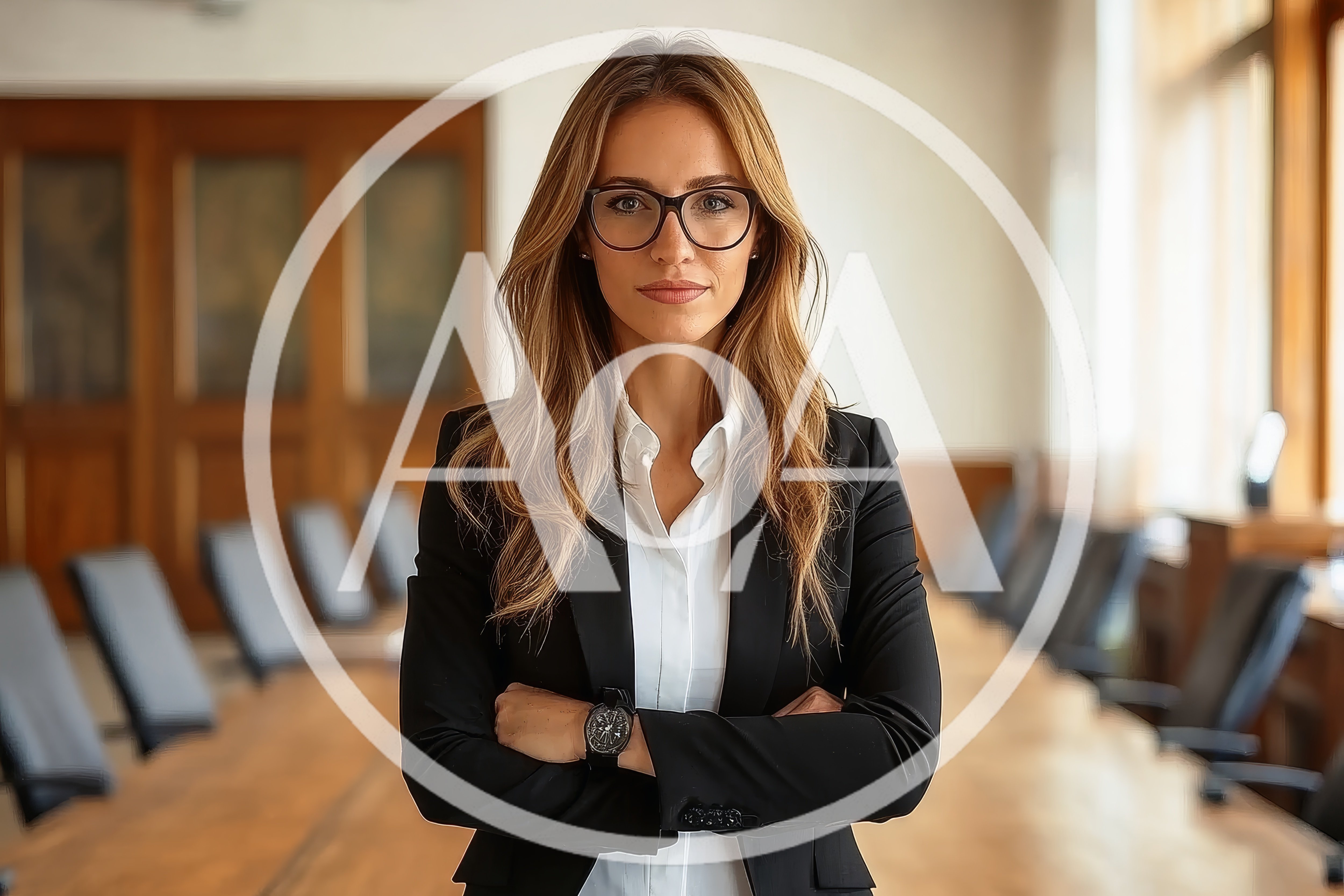 Professional Businesswoman Standing In A Modern Boardroom