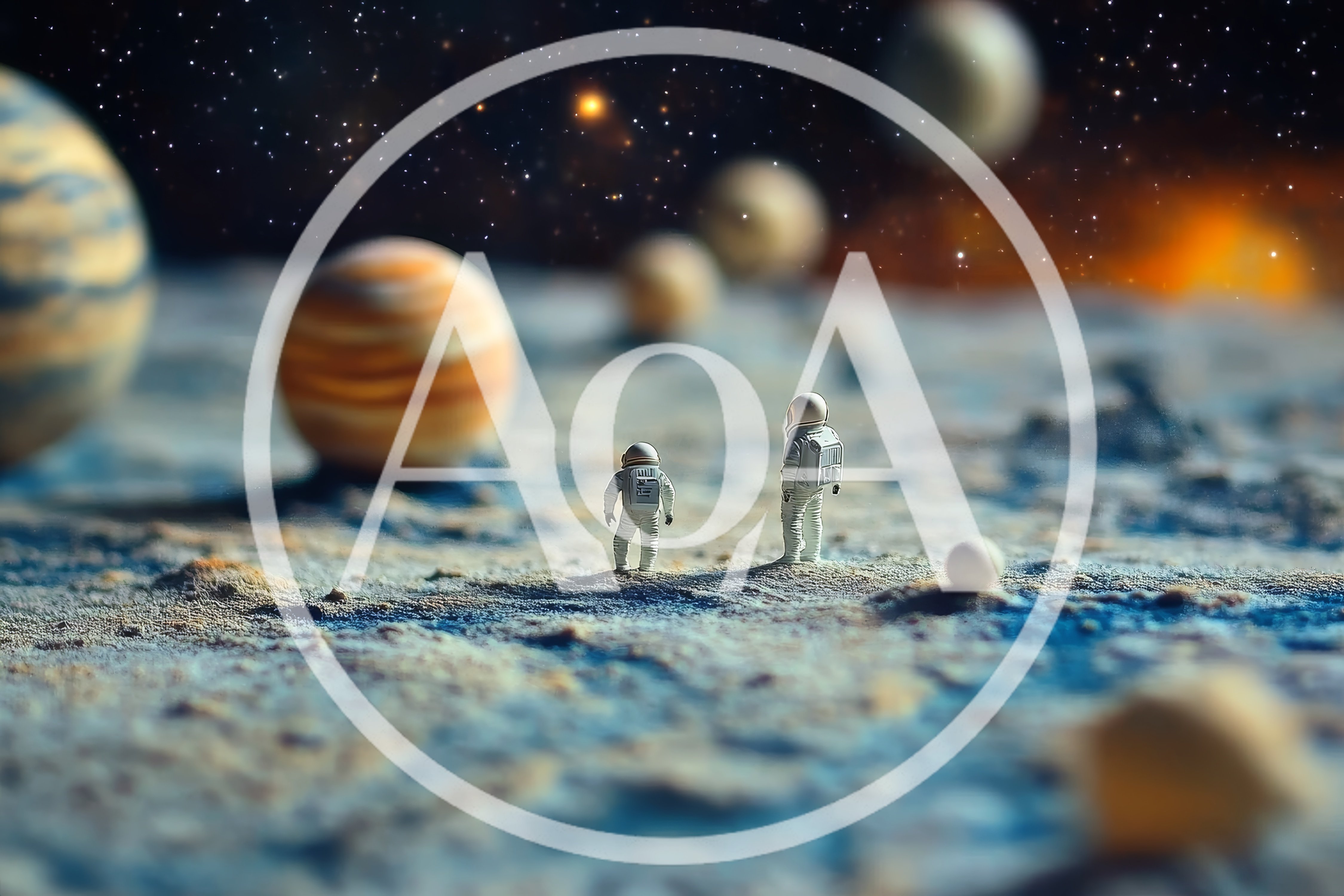 Two Astronauts Standing On A Distant Alien Planet