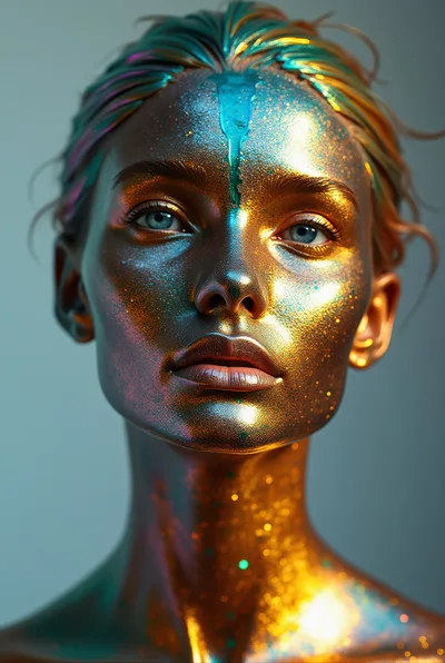 Portrait Of Woman With Metallic Glitter Makeup