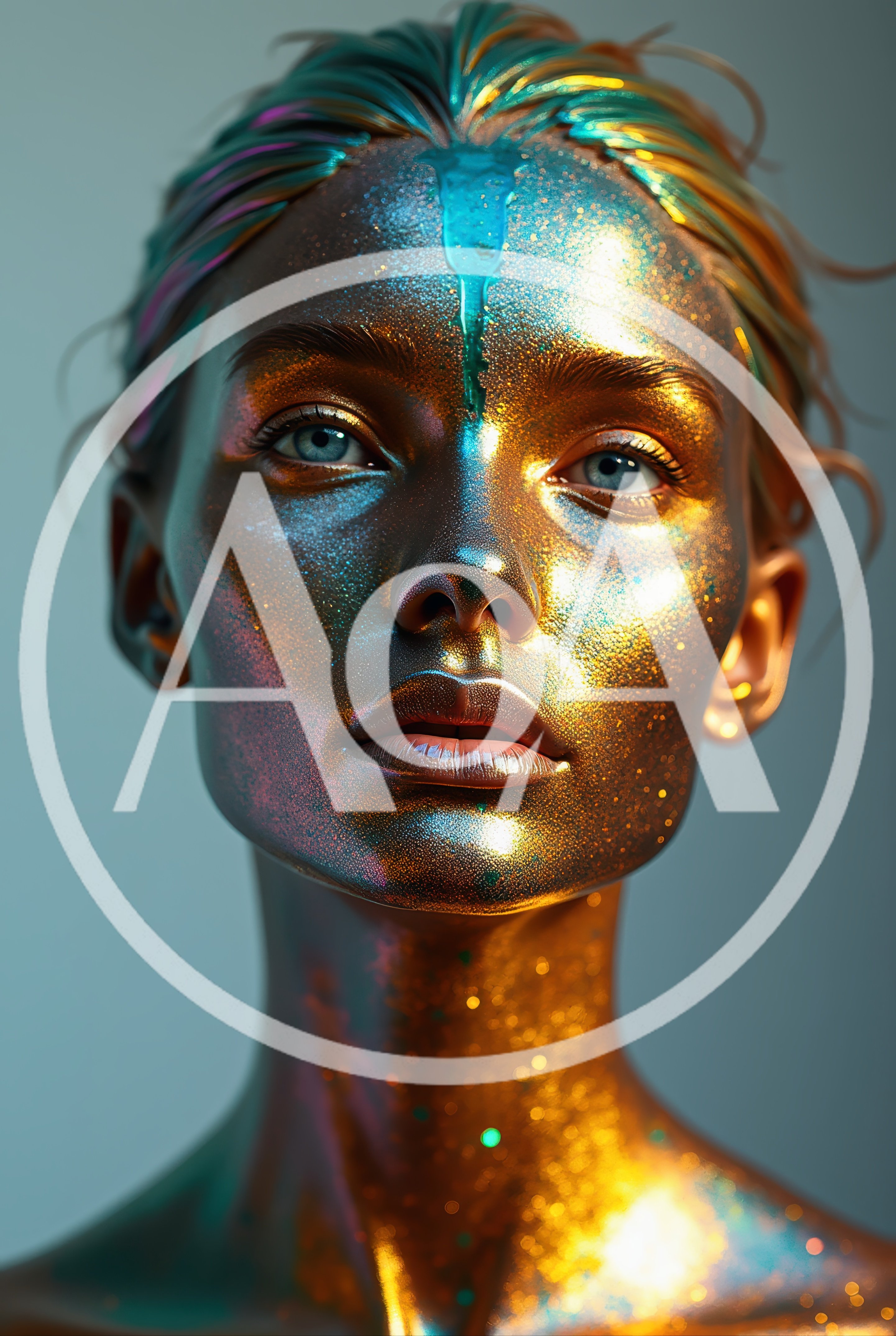 Portrait Of Woman With Metallic Glitter Makeup