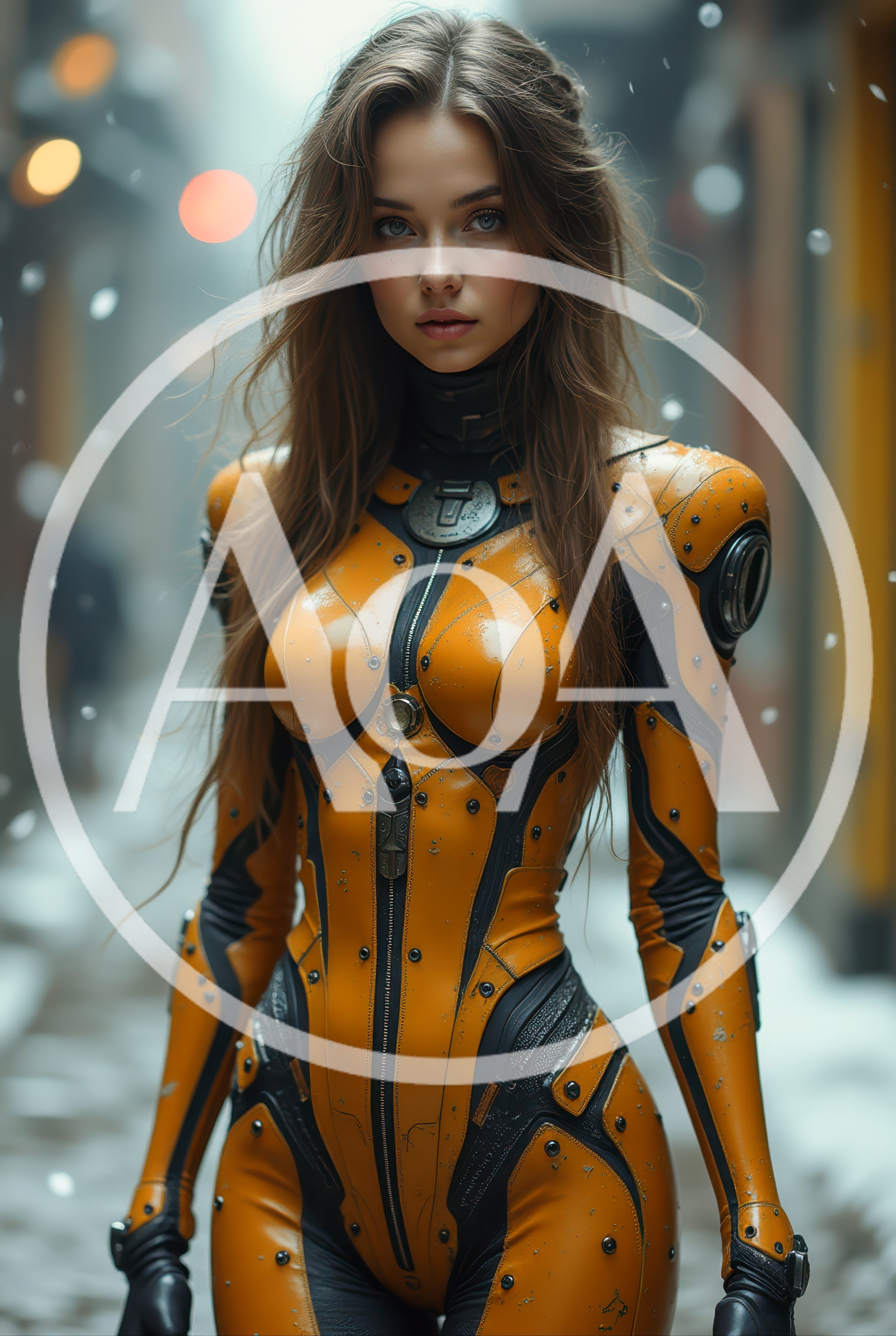 Futuristic Woman In Cybernetic Orange Suit