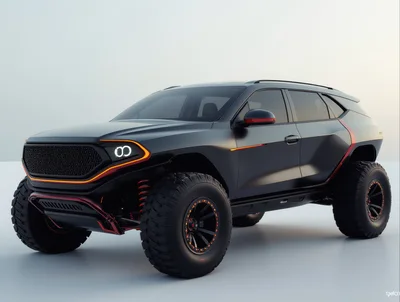 Futuristic Matte Black Off-Road Concept SUV