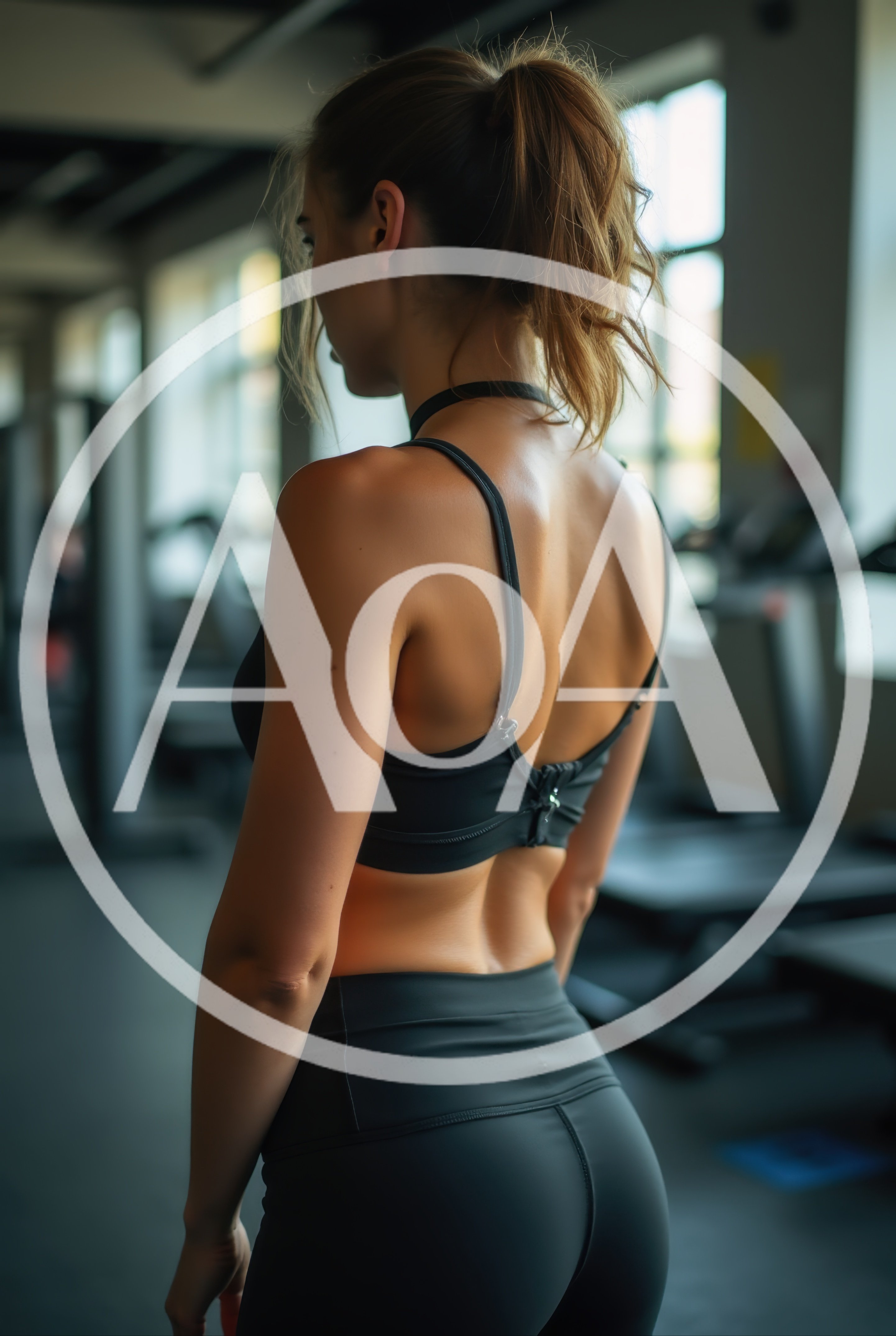 Fit Woman Standing In A Modern Gym