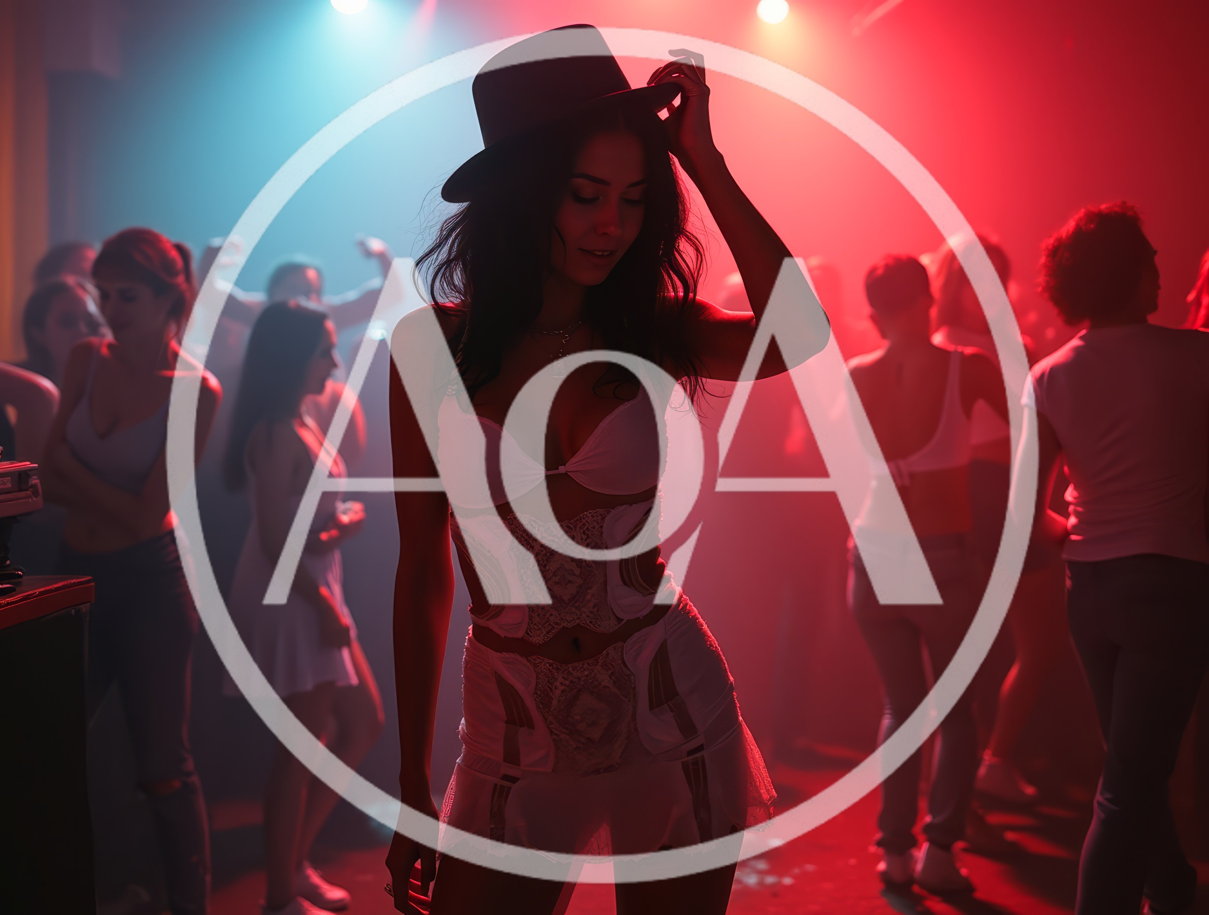 Young Woman Dancing In A Nightclub With Crowd