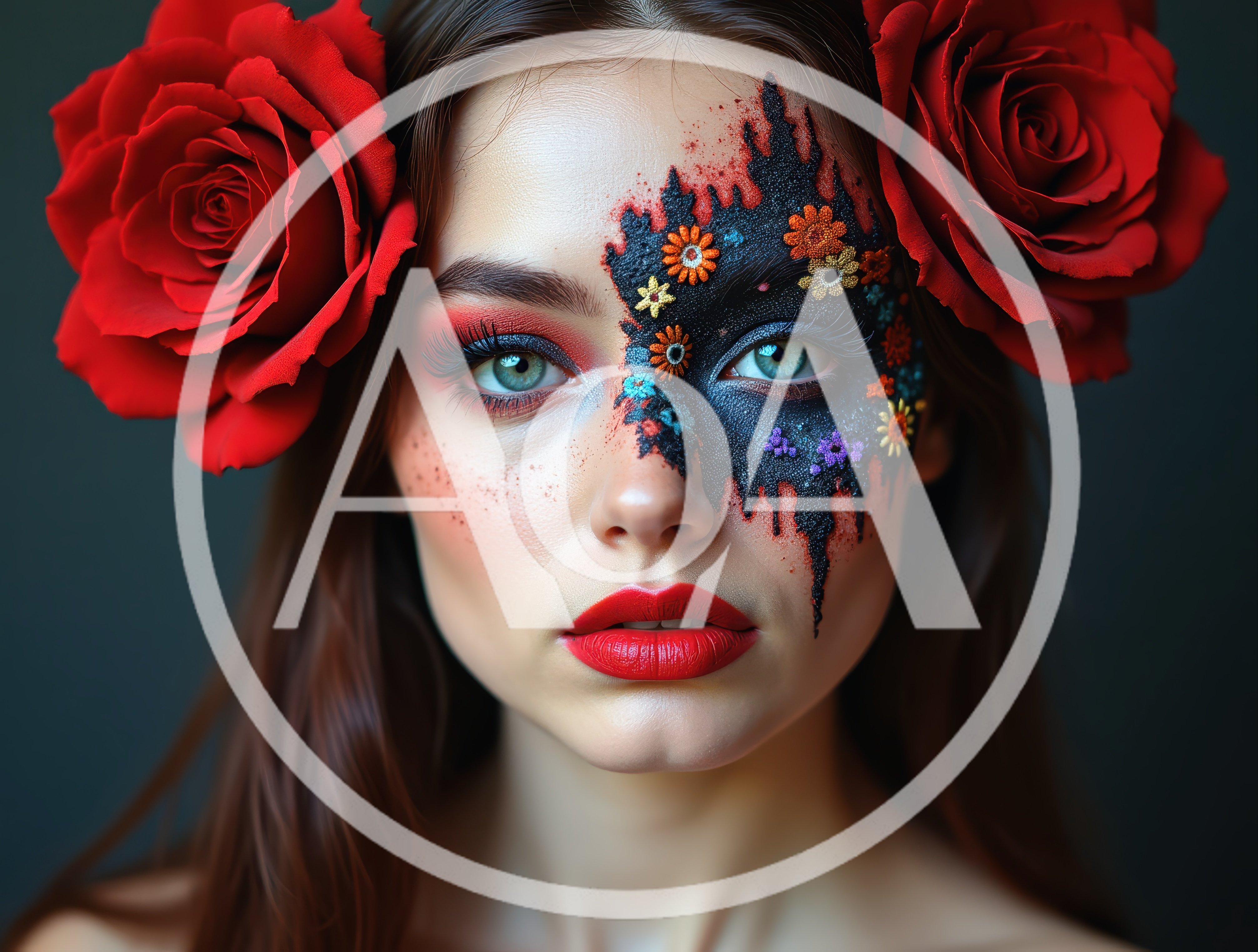Portrait Of A Woman With Floral Face Art