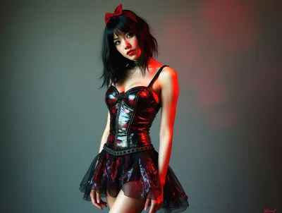 Gothic Style Young Woman in Corset and Tutu