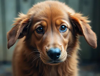 Close Up Portrait Of A Golden Retriever Puppy