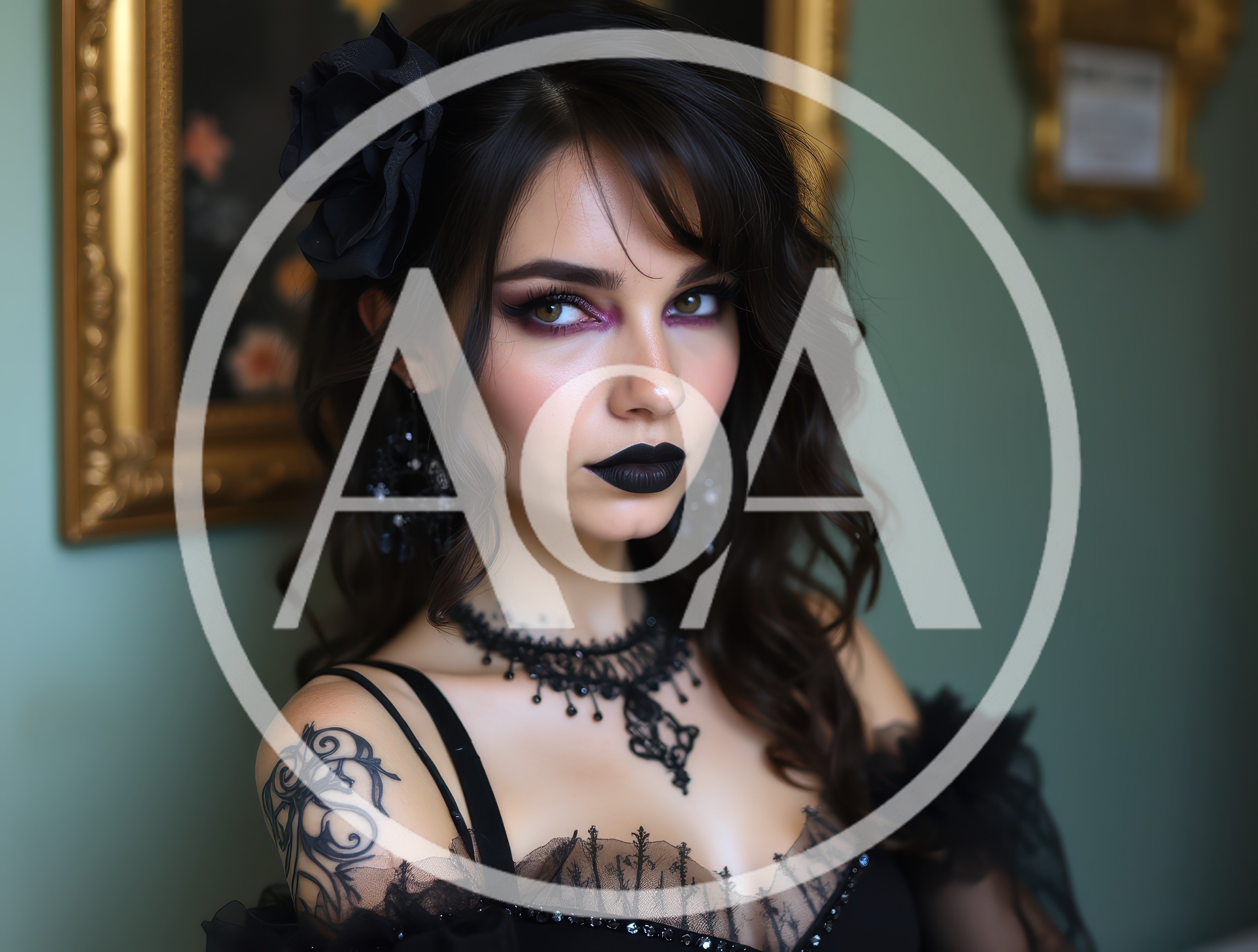 Gothic Woman With Dark Makeup And Intricate Tattoo