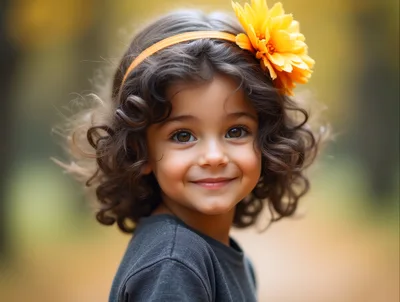 Portrait Of A Smiling Young Girl With Curly Hair