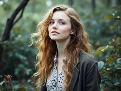 Portrait Of A Young Woman With Wavy Red Hair