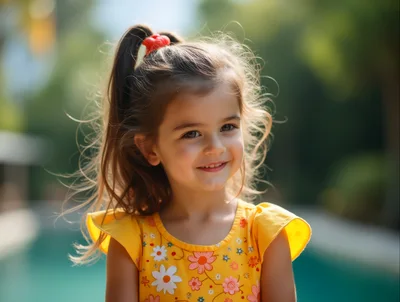 Portrait Of A Smiling Young Girl In Yellow Dress