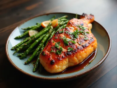 Glazed Cauliflower Steak with Roasted Asparagus