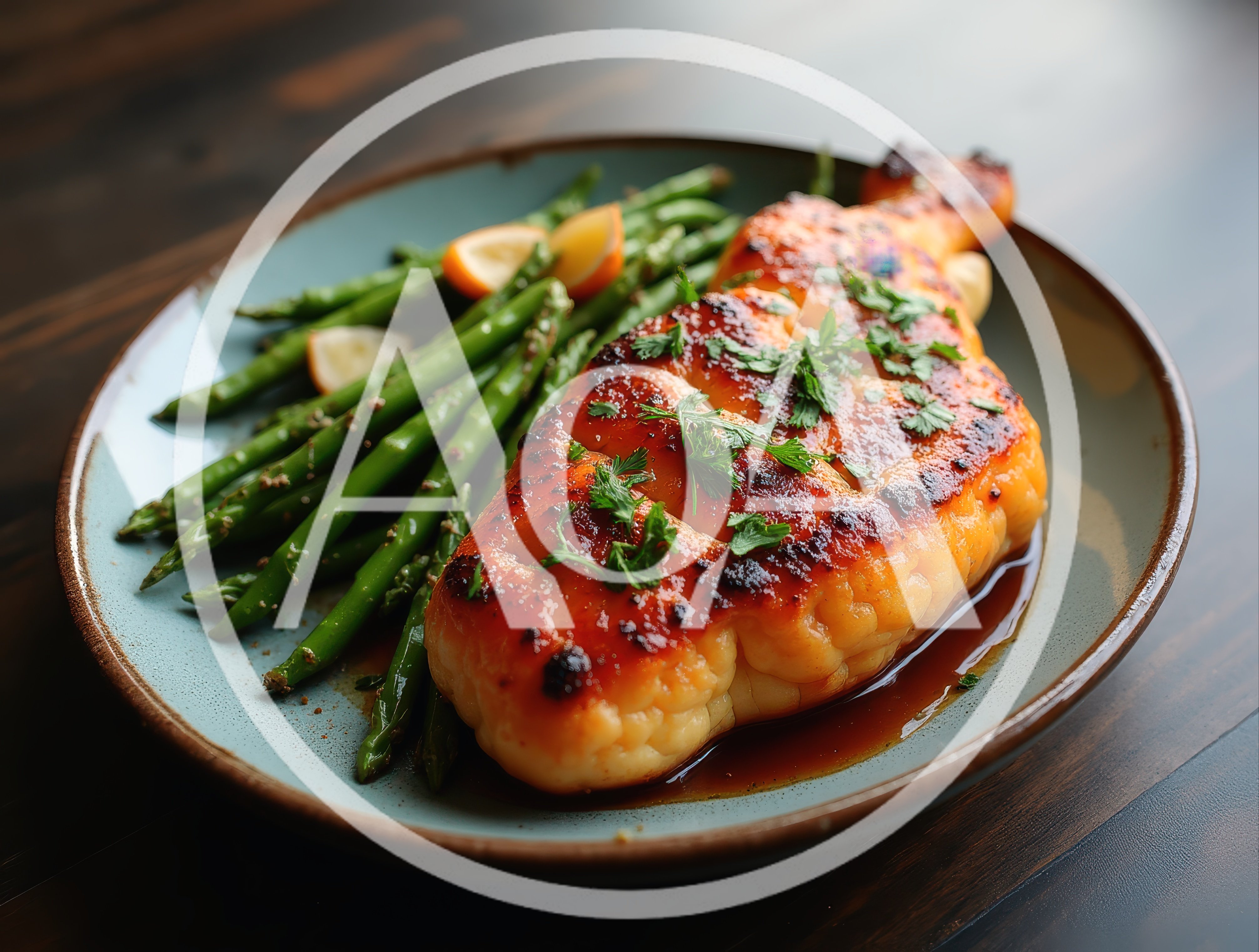 Glazed Cauliflower Steak with Roasted Asparagus