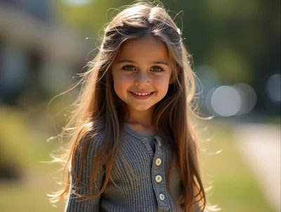 Portrait Of A Smiling Young Girl Outdoors