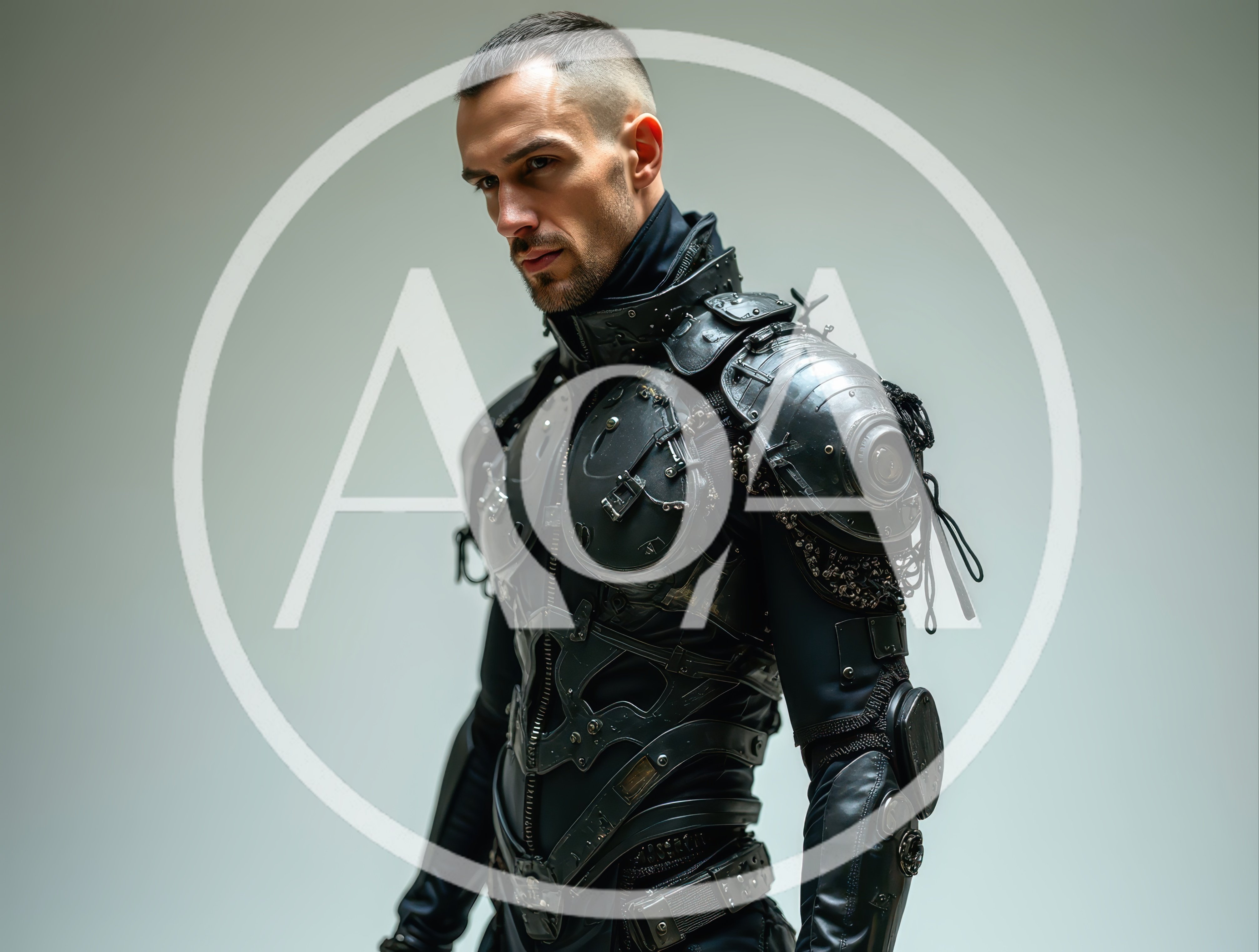 Futuristic Cybernetic Soldier In Tactical Black Armor