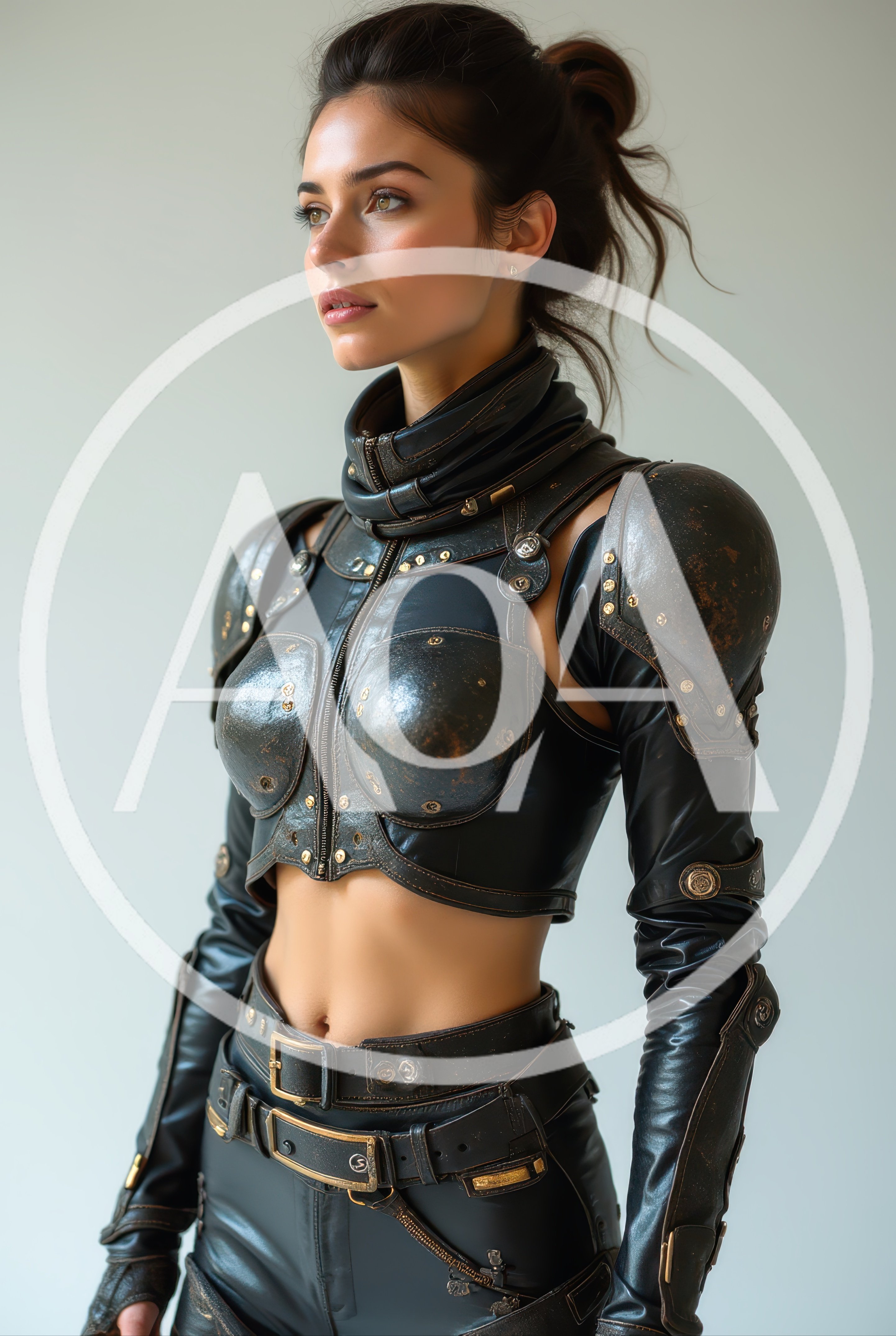Portrait Of A Woman In Futuristic Leather Armor