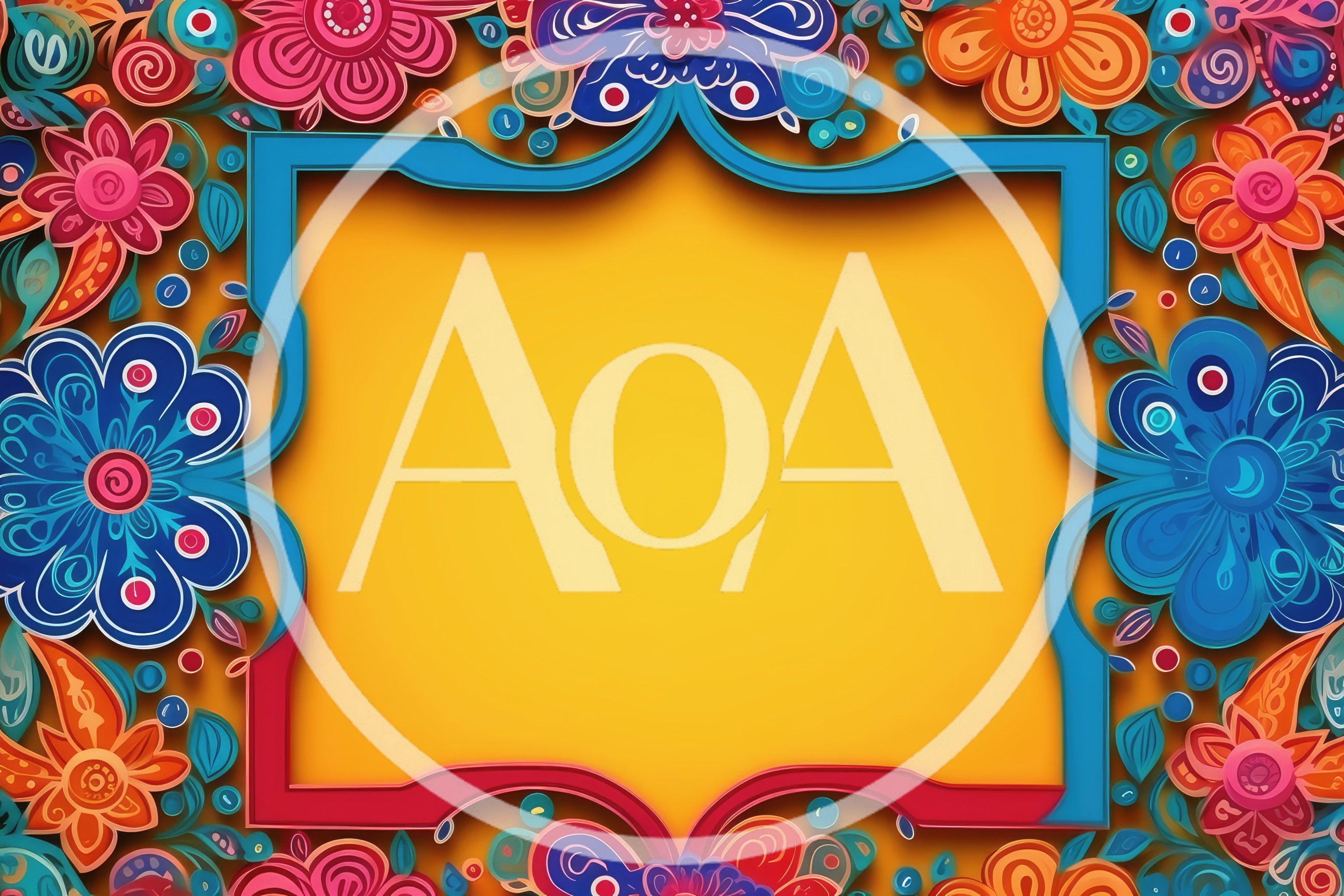 Decorative Floral Frame With Vibrant Paper Cutout Style