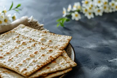 Matzah Bread on a Plate for Passover