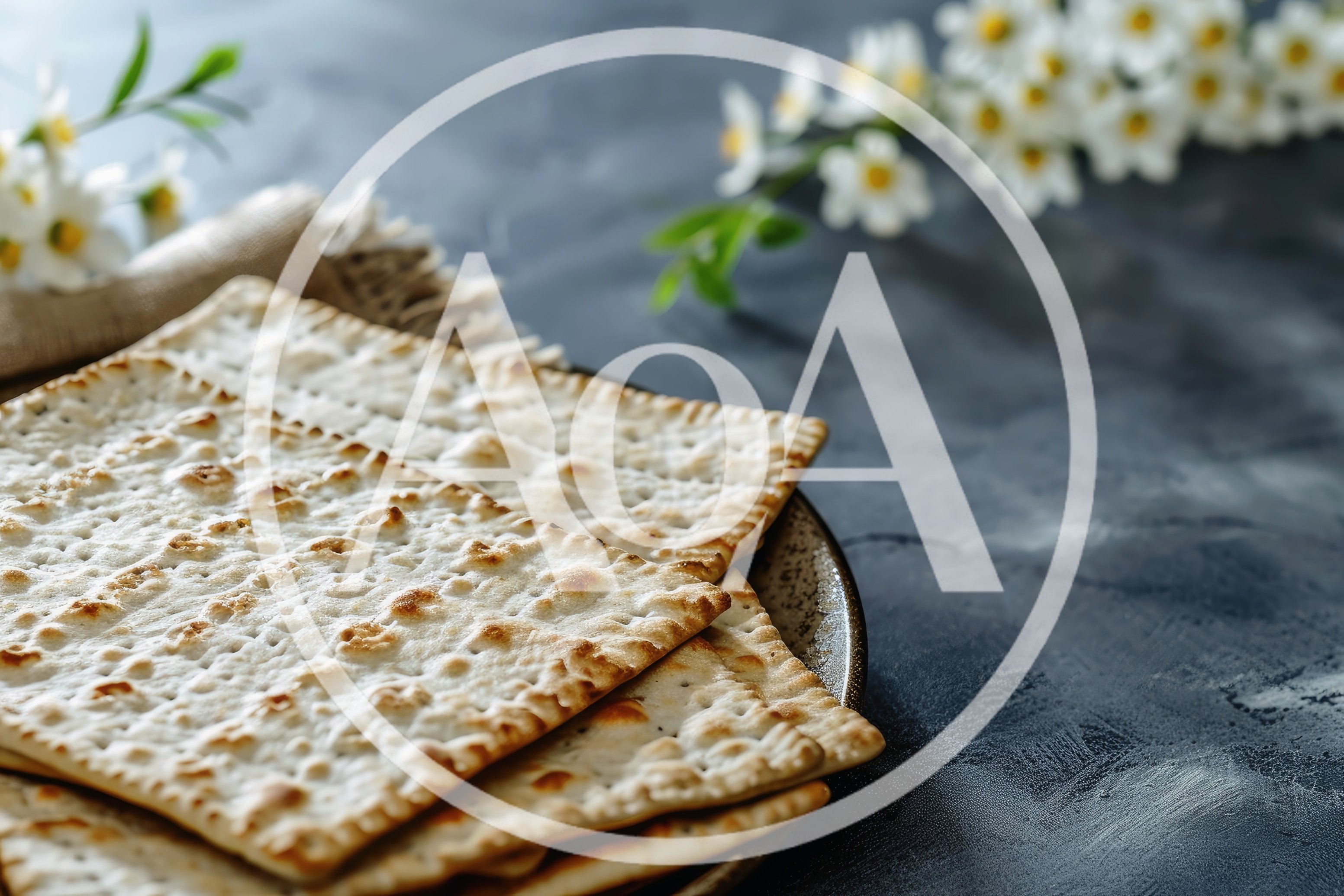 Matzah Bread on a Plate for Passover