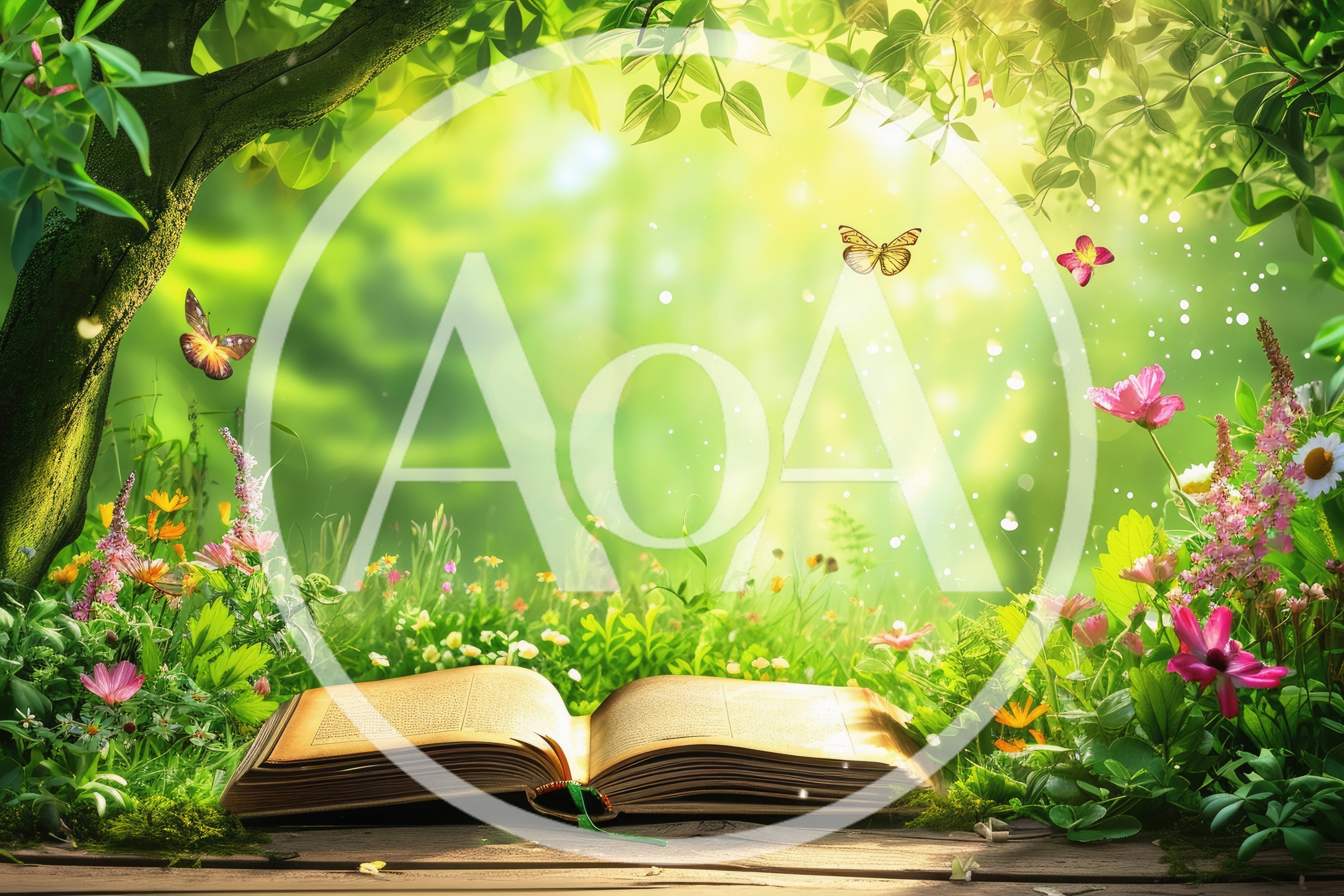 Open Book Resting In A Magical Enchanted Forest