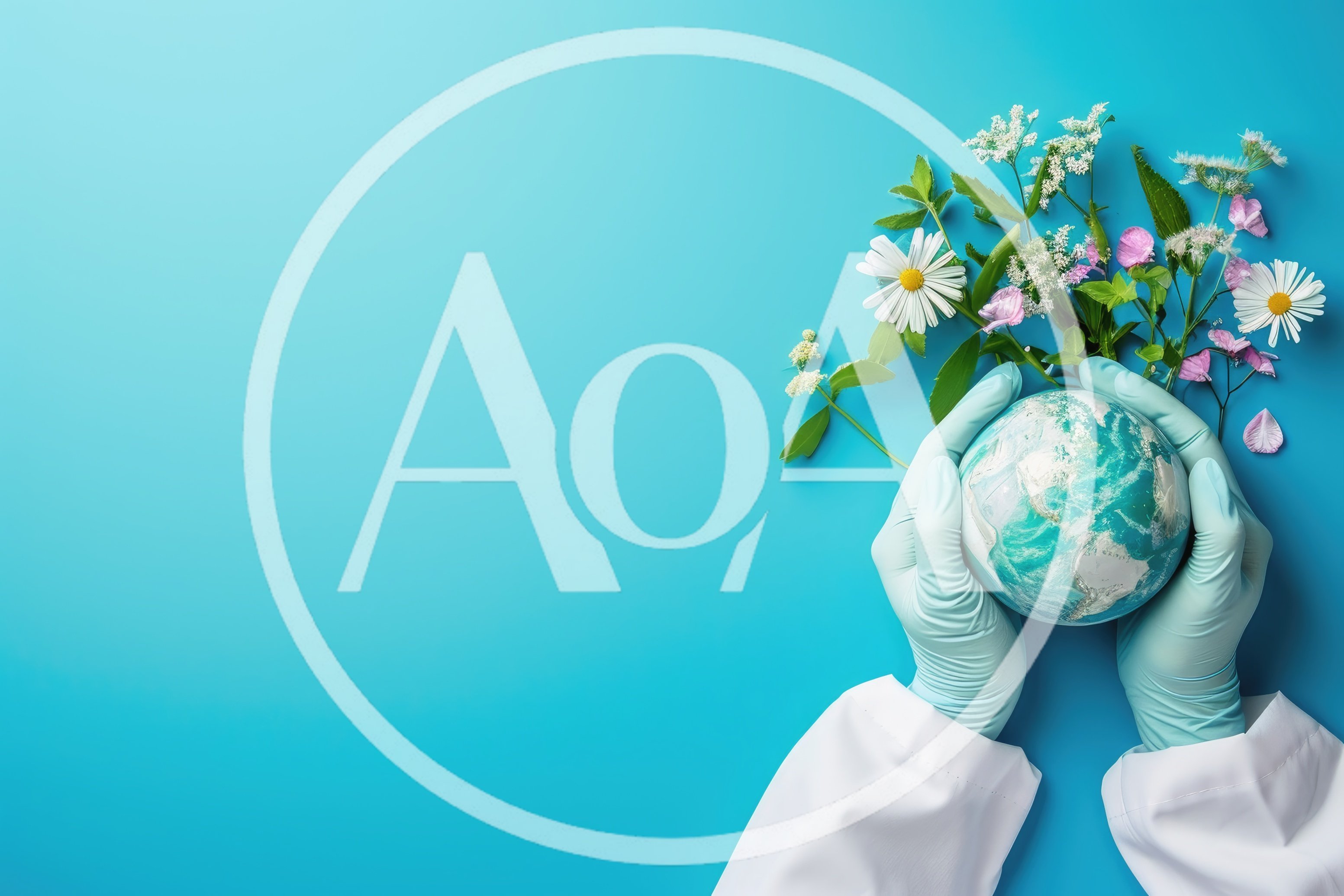 Scientist Holding Earth Globe With Flowers