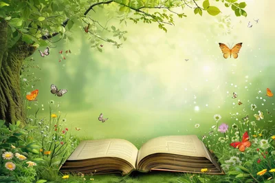 Open Book In A Magical Enchanted Forest