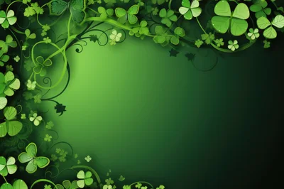 St Patrick Day Green Clover Background With Butterflies