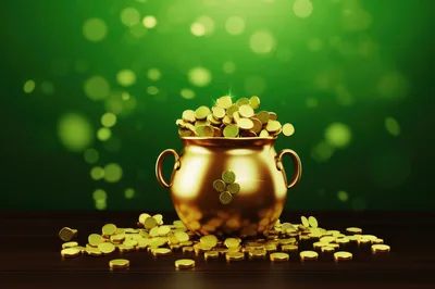 Golden Pot Filled With Gold Coins