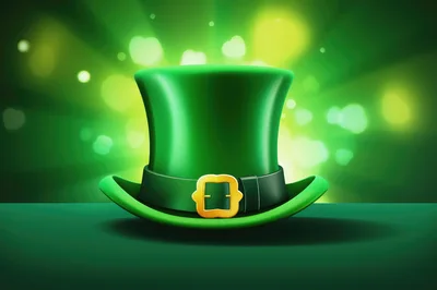Green Leprechaun Top Hat With Gold Buckle