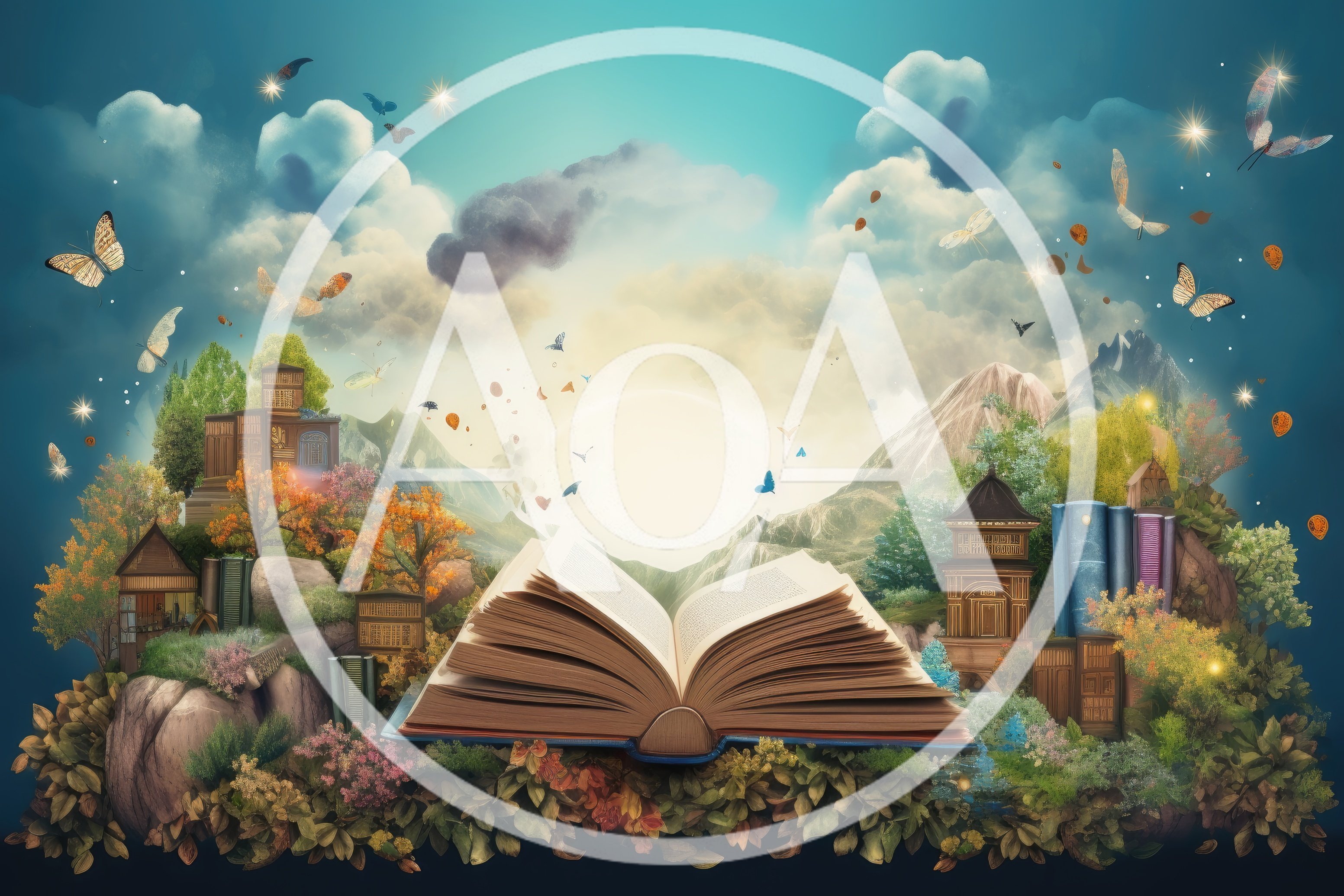 Open Fantasy Book With Magical Landscape