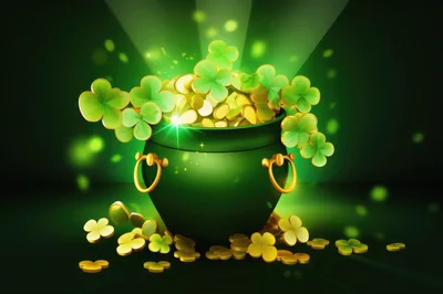 St Patricks Day Pot Of Gold With Clovers