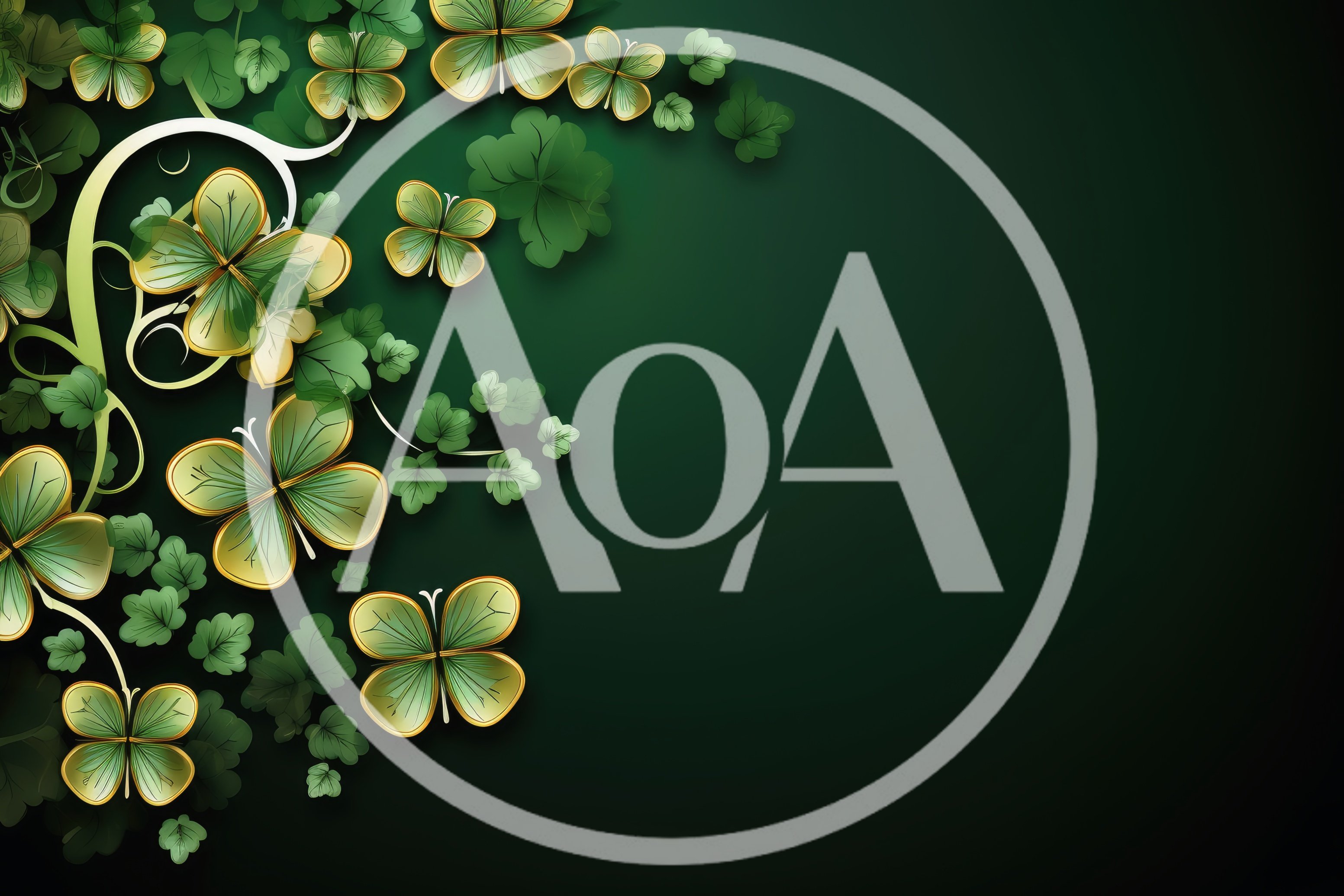 St Patrick Day Background With Golden Clover Butterflies