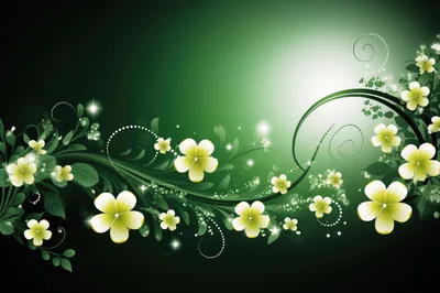 Abstract Floral Background With Glowing White Flowers