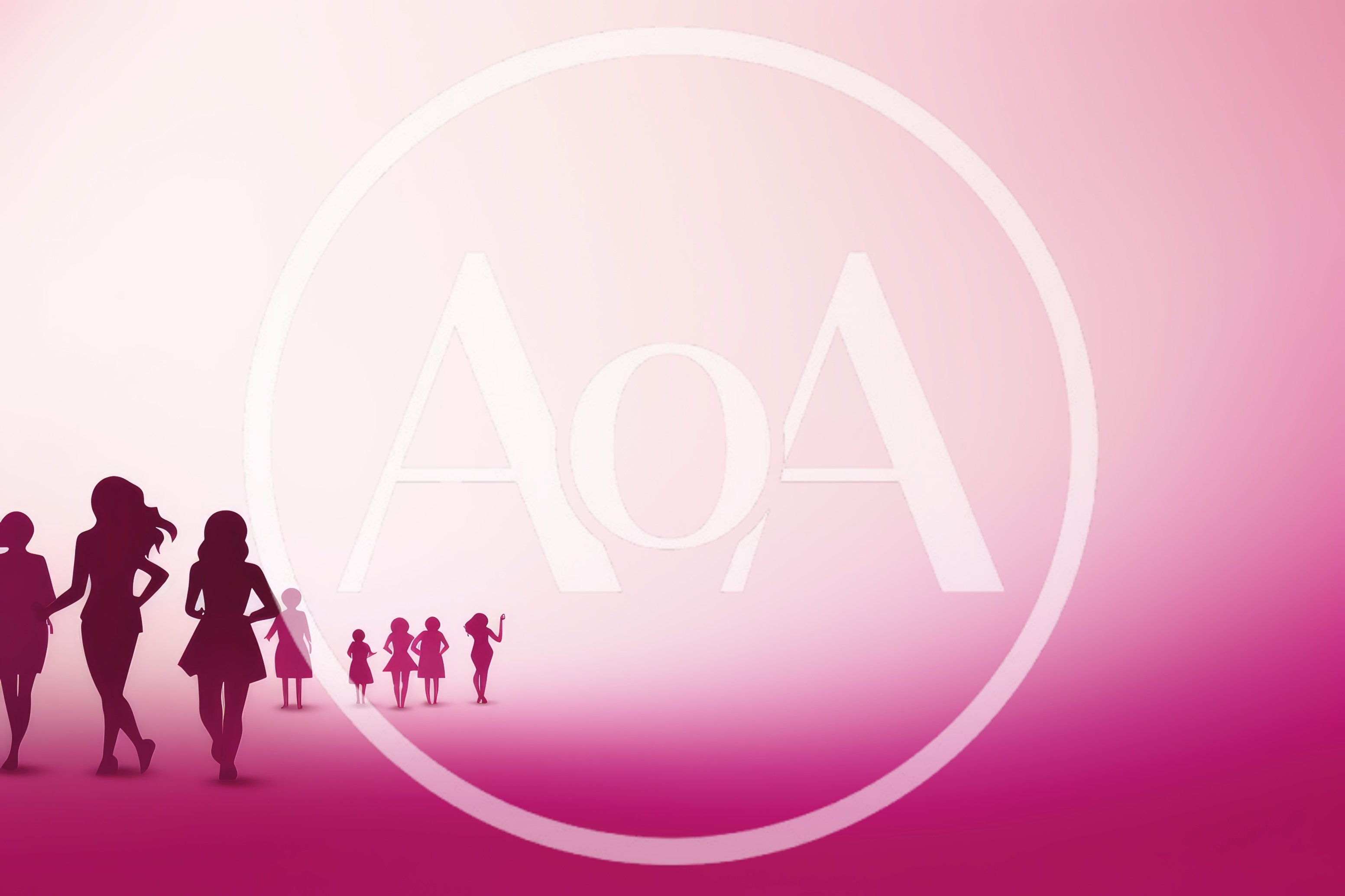 Silhouettes Of Women Walking On A Pink Gradient Background
