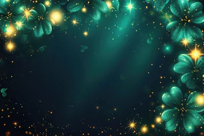 Sparkling Green Shamrock Clover Background