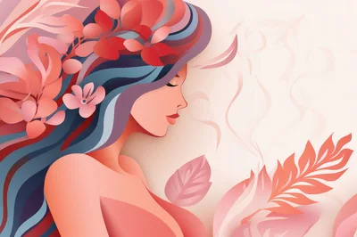 Paper Cutout Illustration Of A Woman With Floral Hair