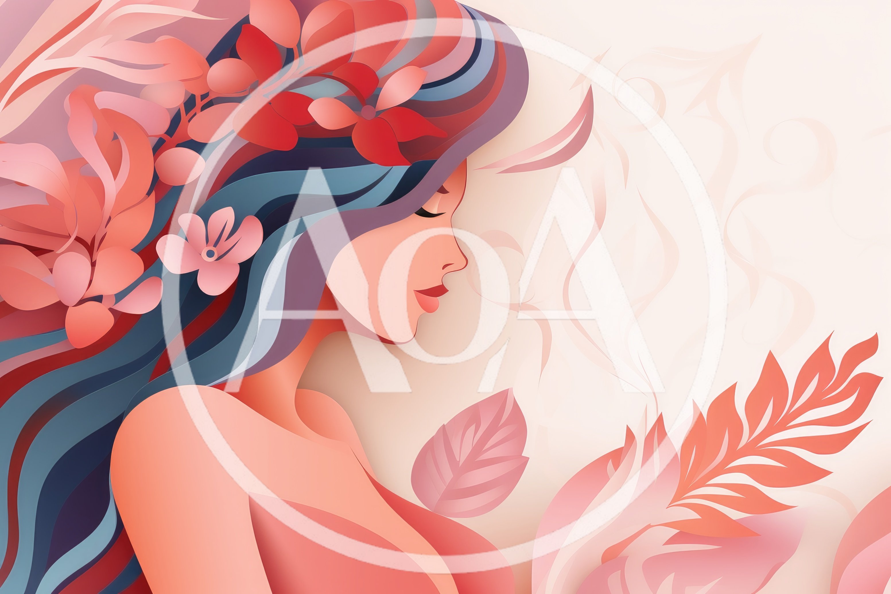 Paper Cutout Illustration Of A Woman With Floral Hair