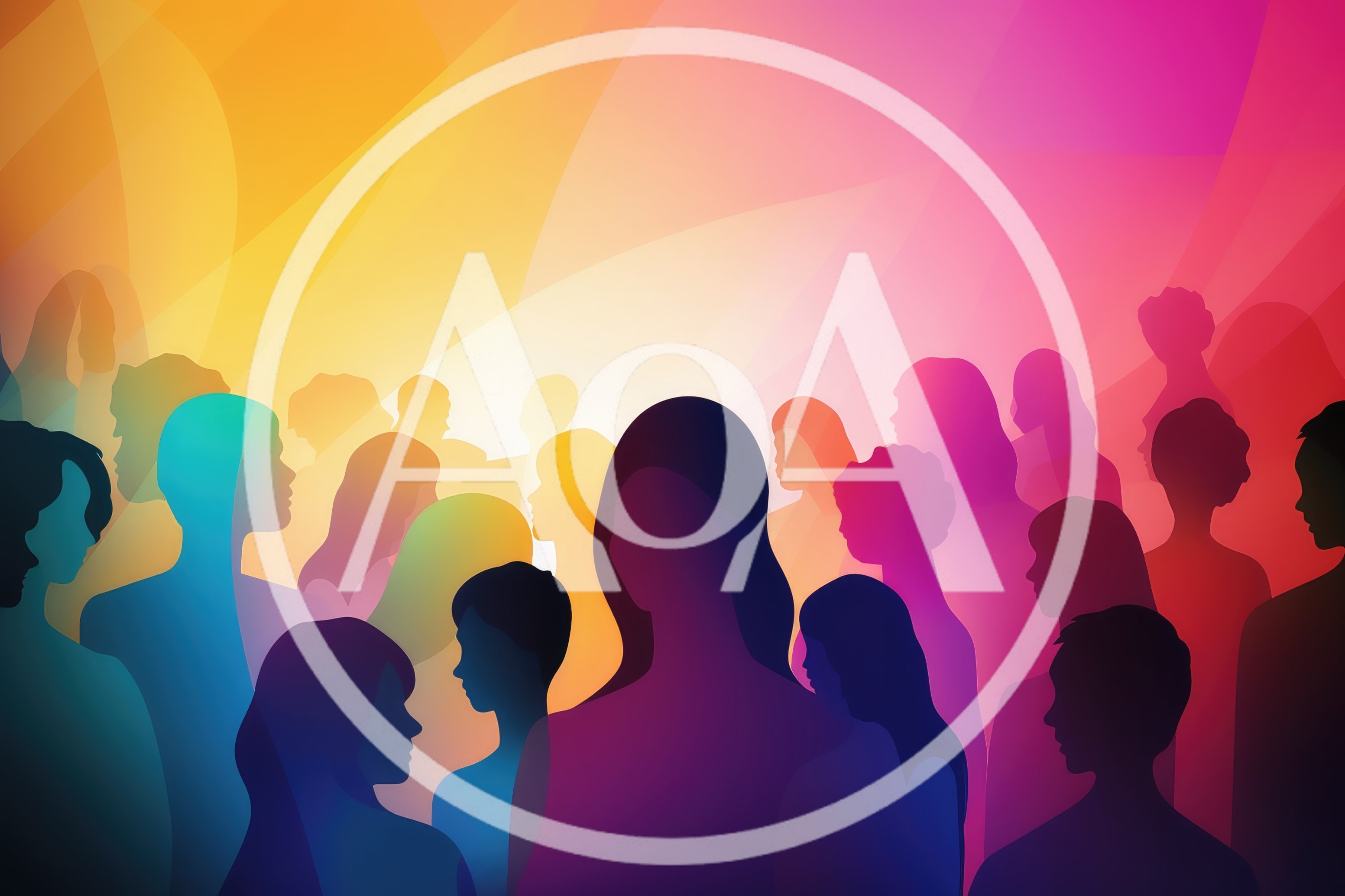 Abstract Crowd Silhouette Illustration With Vibrant Gradient Colors