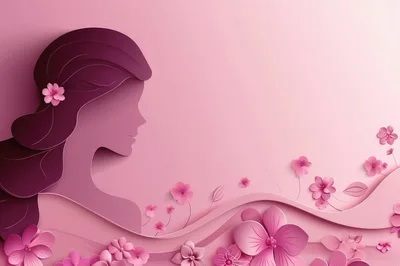 Paper Cutout Illustration Of A Woman With Flowers
