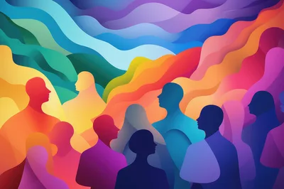 Abstract Illustration Of Diverse People In A Crowd